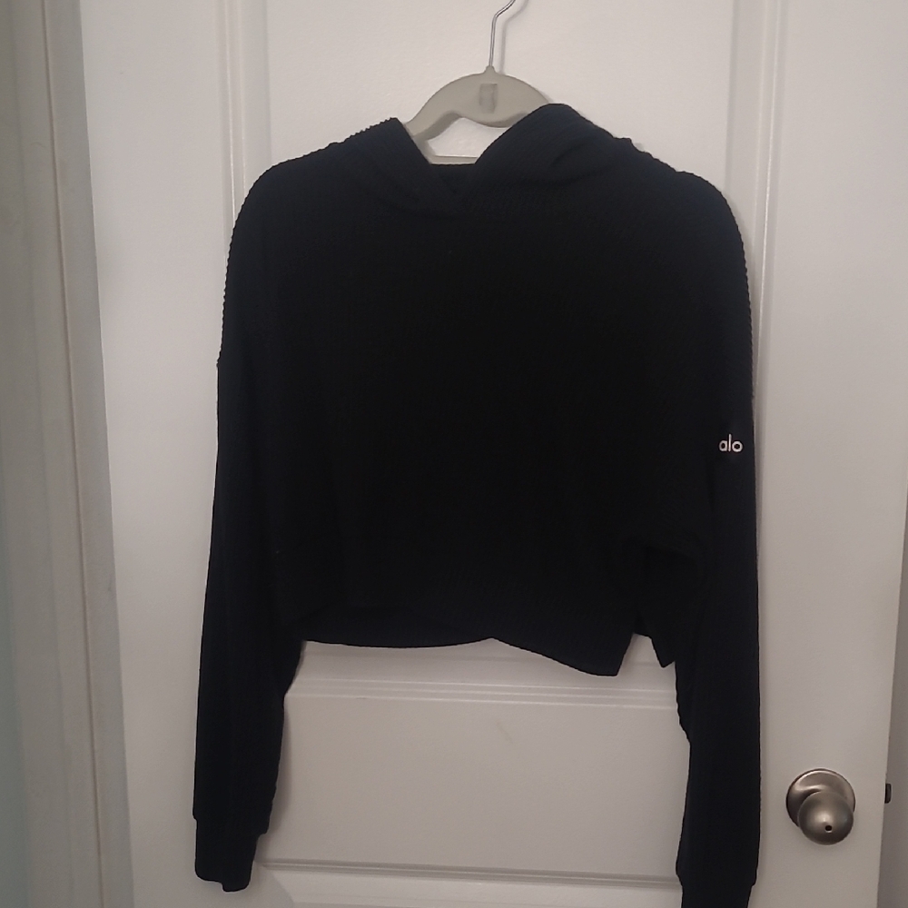 ALO Muse Ribbed Cropped Hoodie XS